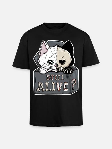 Schrödinger's Cat – Still Alive Halloween - Unisex Oversized Heavyweight T-shirt - black