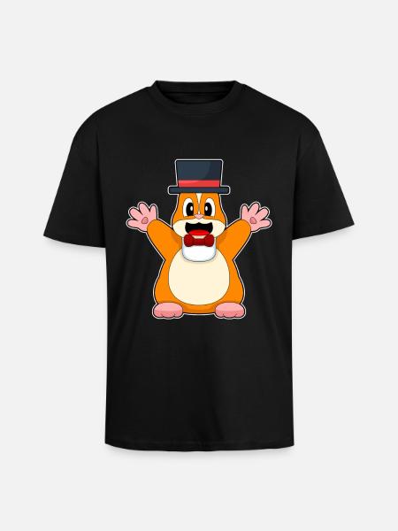 Hamster Groom Top Hat Wedding - Unisex Oversized Heavyweight T-shirt - black