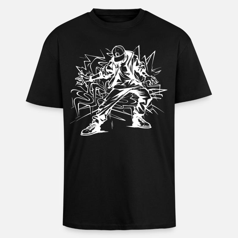 Dessin de breakdancer - T-shirt unisexe oversize épais - noir