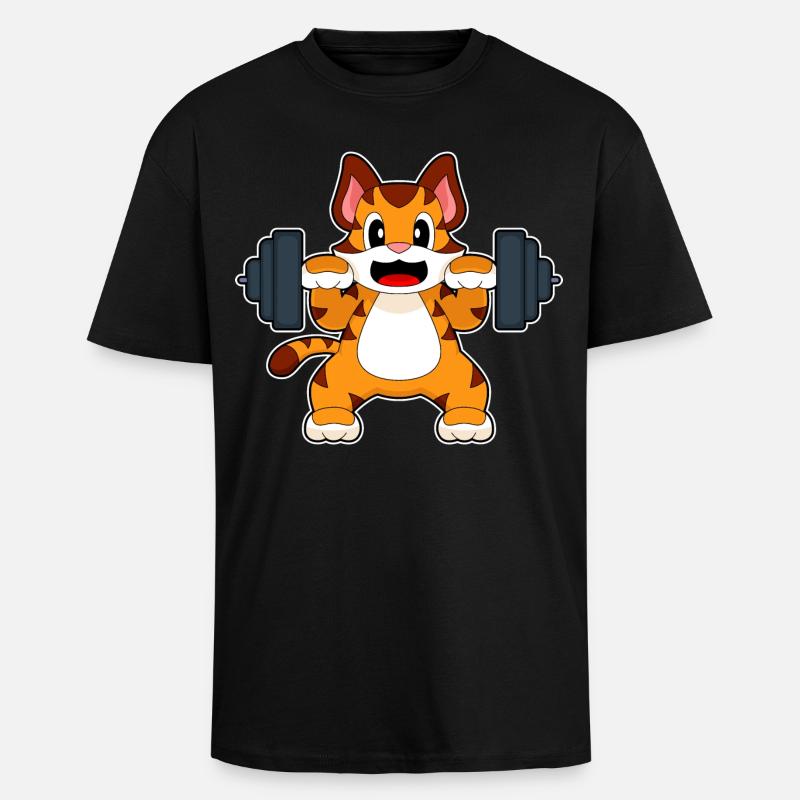Tiger Bodybuilder Langhantel Bodybuilding - Oversized Heavyweight Unisex T-Shirt - Schwarz