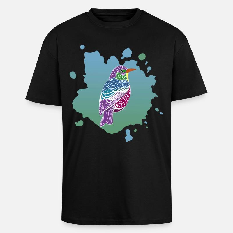 Traum von einem Vogel - Oversized Heavyweight Unisex T-Shirt - Schwarz