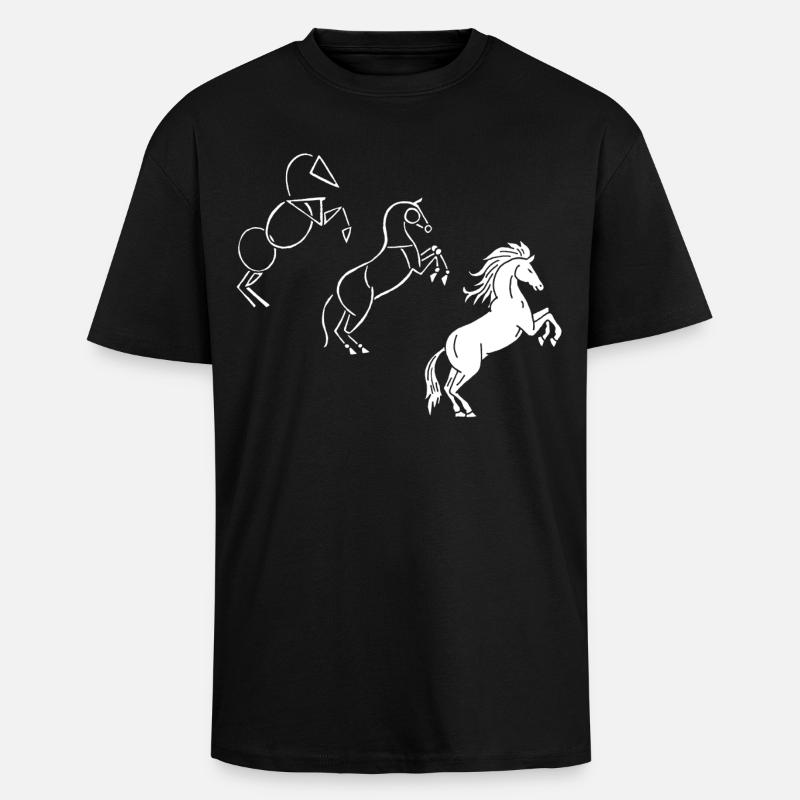 Zeichne mir ein weißes Pferd - Oversized Heavyweight Unisex T-Shirt - Schwarz