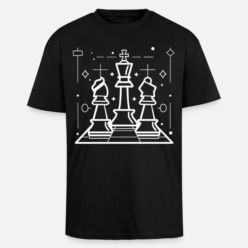 Chess Pieces Stroke Sketch - Unisex Oversized Heavyweight T-shirt - black