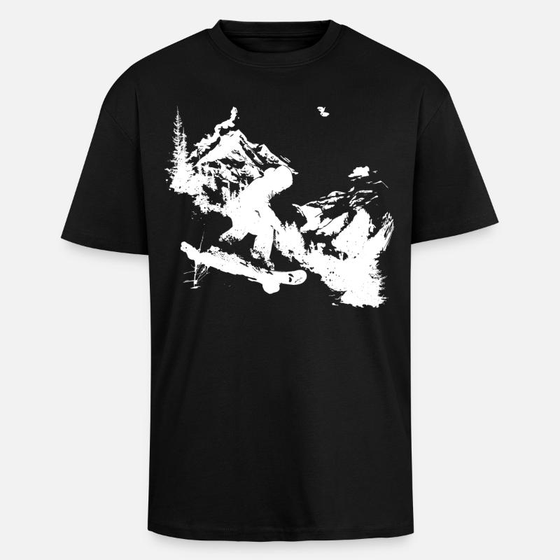 Snowboarding Grafik - Oversized Heavyweight Unisex T-Shirt - Schwarz