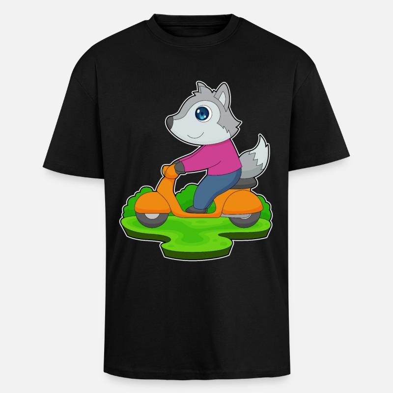 Wolf Motorroller - Oversized Heavyweight Unisex T-Shirt - Schwarz