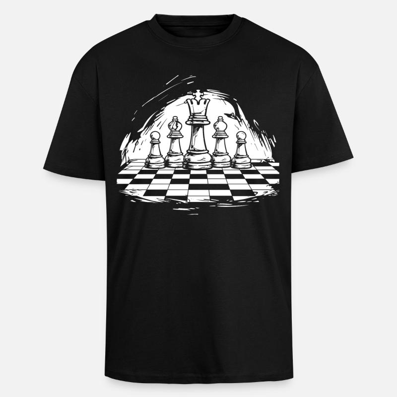 Dessin d’échecs - T-shirt unisexe oversize épais - noir