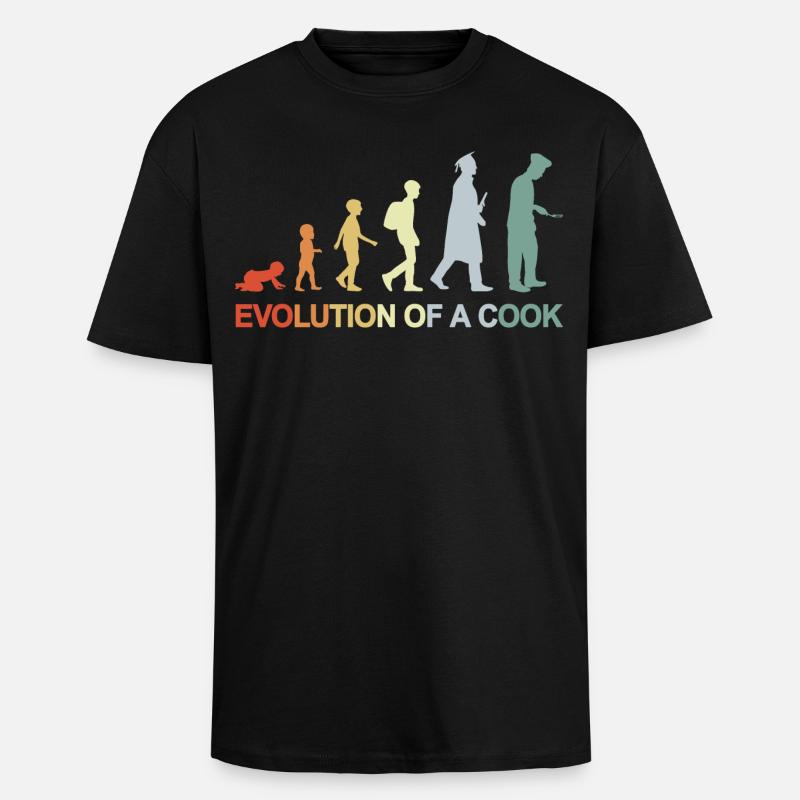 Evolution d’un cuisinier - T-shirt unisexe oversize épais - noir