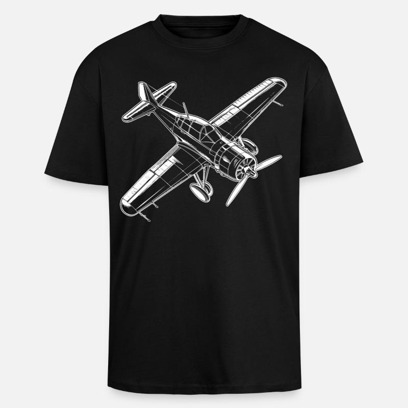 Propellerflugzeug - Oversized Heavyweight Unisex T-Shirt - Schwarz