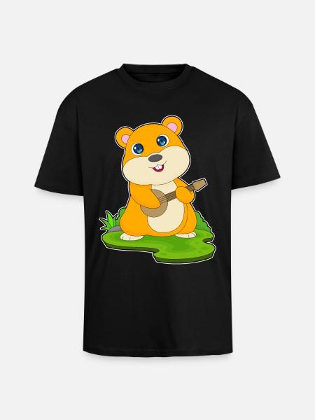 Hamster, Musiker, Gitarr, Musik - Unisex oversized t-shirt i kraftig kvalitet - svart