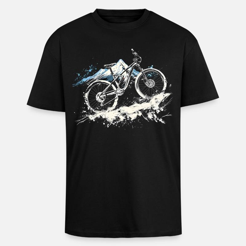 Mountainbiking Illustration - Oversized Heavyweight Unisex T-Shirt - Schwarz