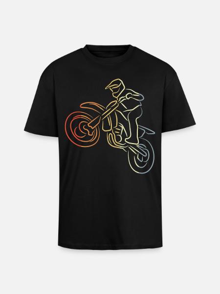 Motocross Line Drawing - Unisex Oversized Heavyweight T-shirt - black
