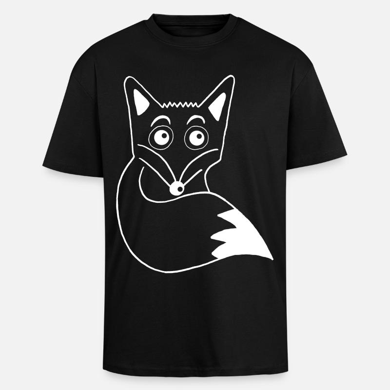 Cute White Fox - Unisex Oversized Heavyweight T-shirt - black