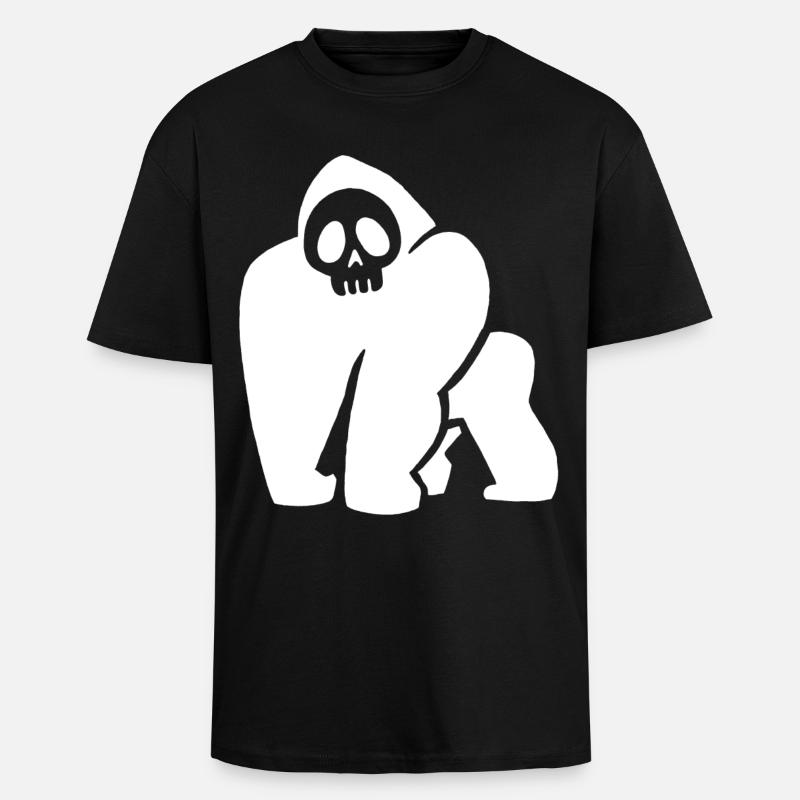 White Gorilla Skull - Unisex Oversized Heavyweight T-shirt - black
