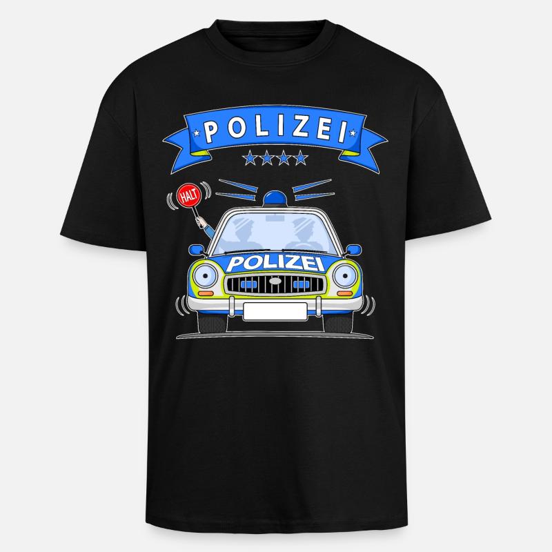 Polizeiauto mit Sirene - Oversized Heavyweight Unisex T-Shirt - Schwarz
