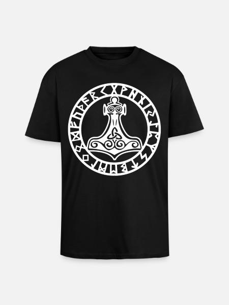 Weißer Wikingerhammer - Oversized Heavyweight Unisex T-Shirt - Schwarz