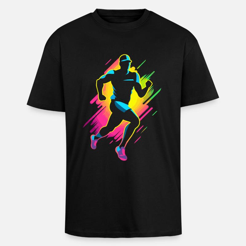 Look de bande dessinée de marathonien - T-shirt unisexe oversize épais - noir