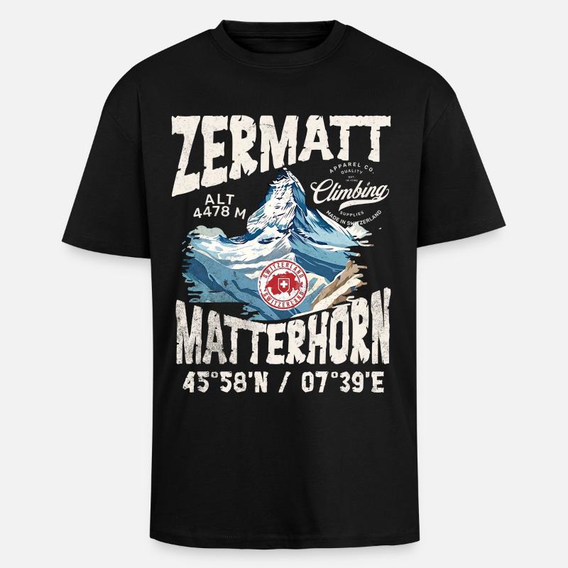 Zermatter Klettern 3 - Oversized Heavyweight Unisex T-Shirt - Schwarz