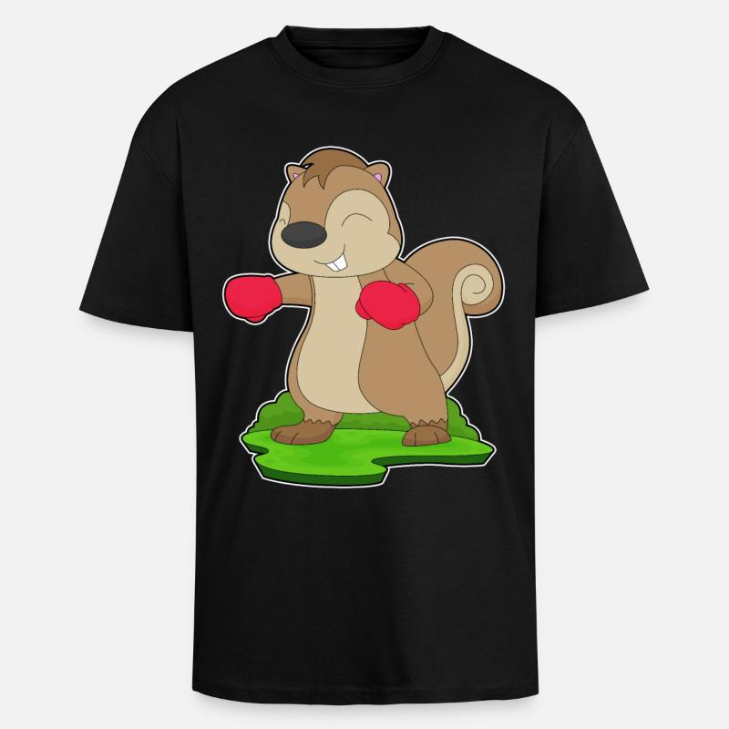 Eichhörnchen Boxer Boxhandschuhe Boxen - Oversized Heavyweight Unisex T-Shirt - Schwarz