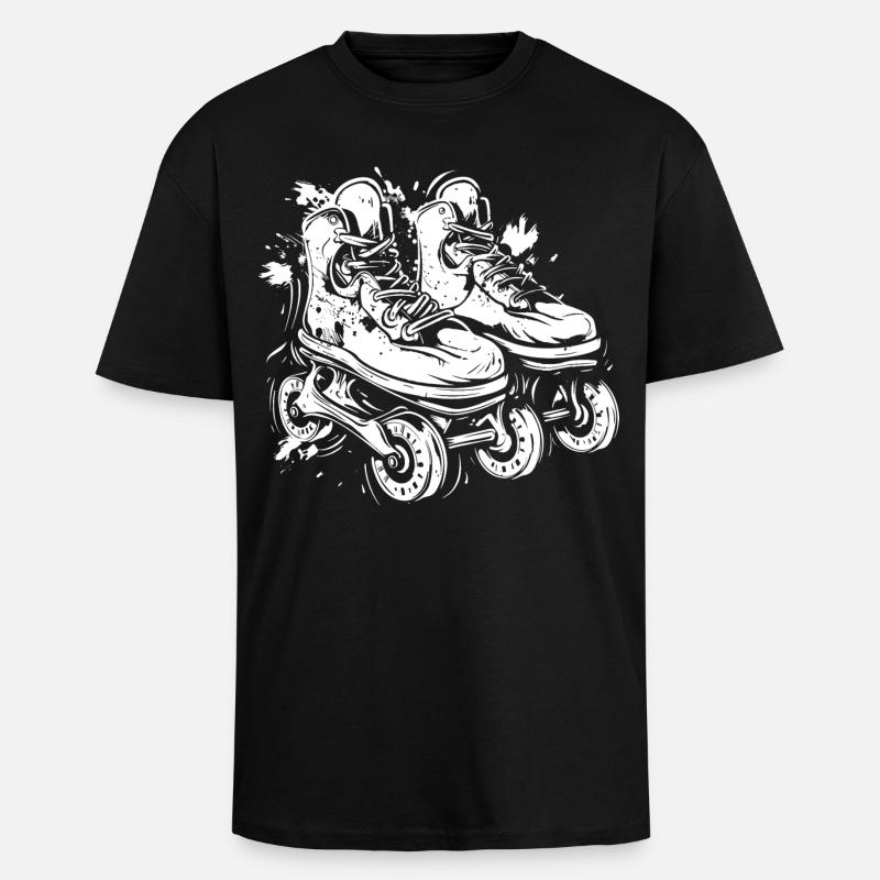 Rollerskates Skizze - Oversized Heavyweight Unisex T-Shirt - Schwarz