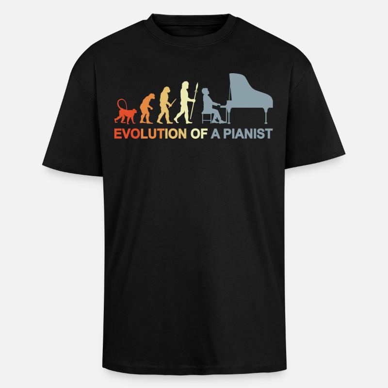Piano Evolution - Oversized Heavyweight Unisex T-Shirt - Schwarz