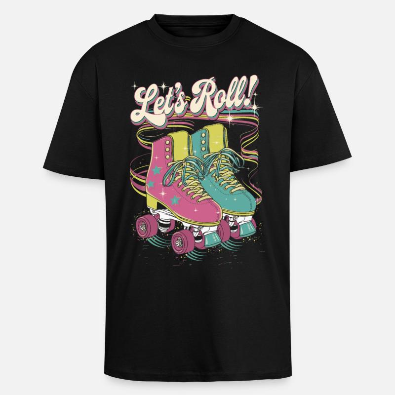 Let's Roll Buntes Retro-Rollschuh-Design - Oversized Heavyweight Unisex T-Shirt - Schwarz
