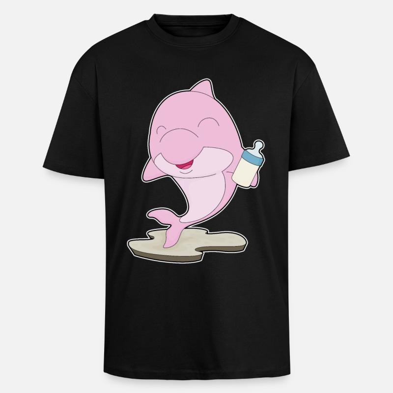 Dauphin Biberon Lait - T-shirt unisexe oversize épais - noir