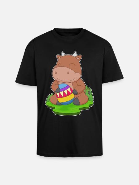 Oeuf de Pâques Taureau - T-shirt unisexe oversize épais - noir