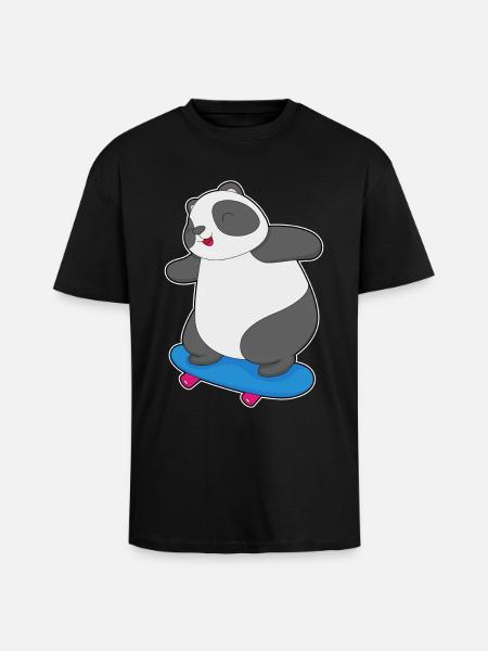 Panda Skater Skateboard - Unisex Oversized Heavyweight T-shirt - black