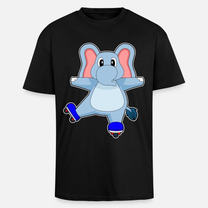 Elefant Inline skating roller skates - Unisex Oversized Heavyweight T-shirt - black