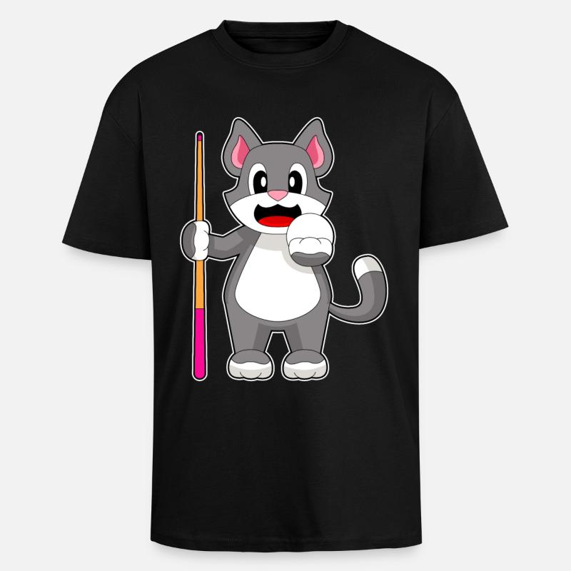 Katze Billiard Queue - Oversized Heavyweight Unisex T-Shirt - Schwarz