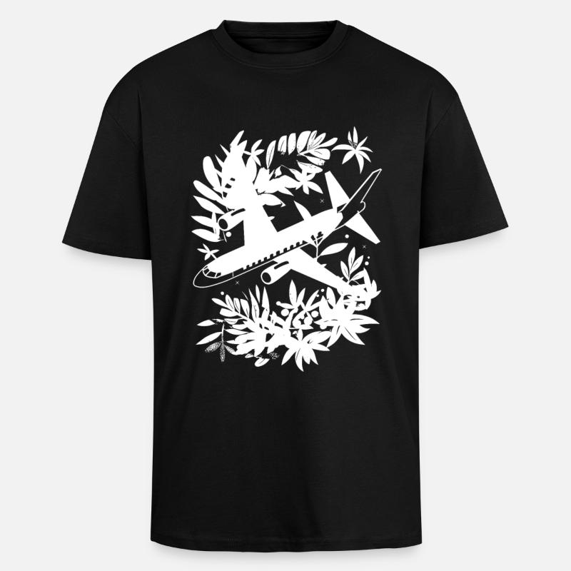 Flugzeug Comic Stil - Oversized Heavyweight Unisex T-Shirt - Schwarz