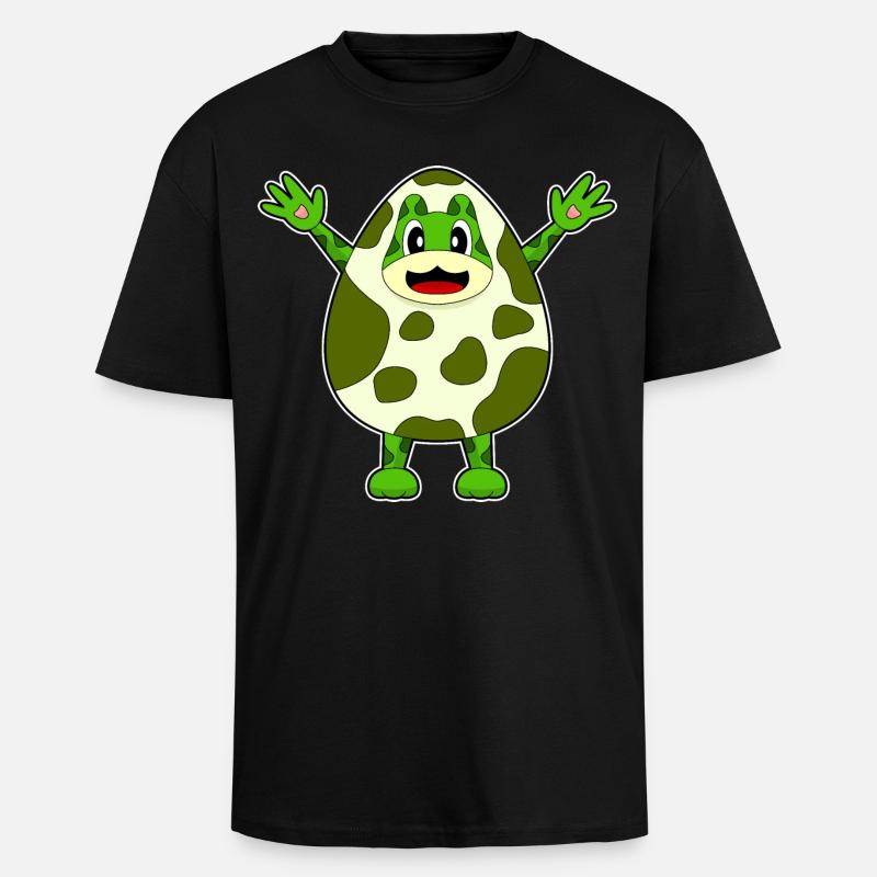 Frosch Ei - Oversized Heavyweight Unisex T-Shirt - Schwarz
