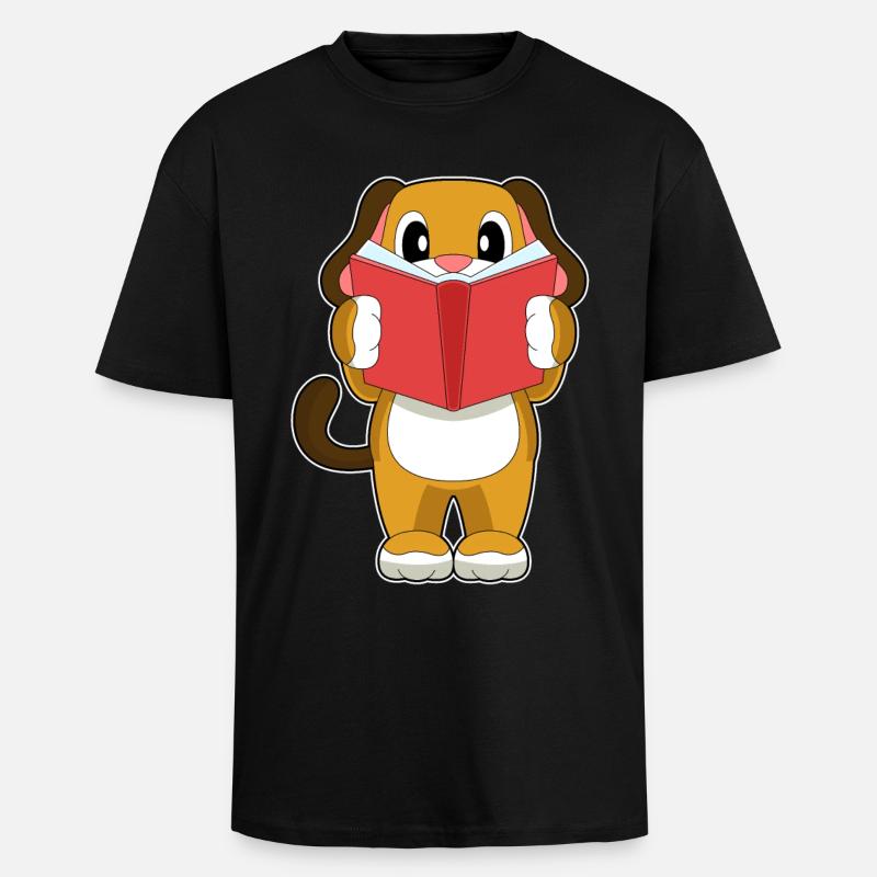 Hund Buch - Oversized Heavyweight Unisex T-Shirt - Schwarz
