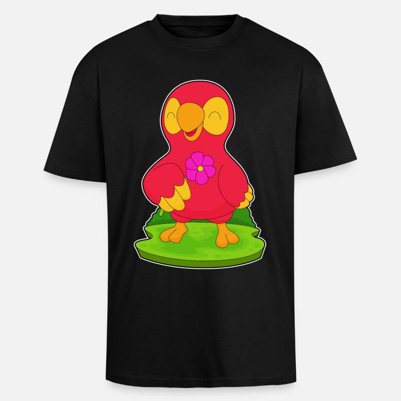 Fleur de perroquet - T-shirt unisexe oversize épais - noir