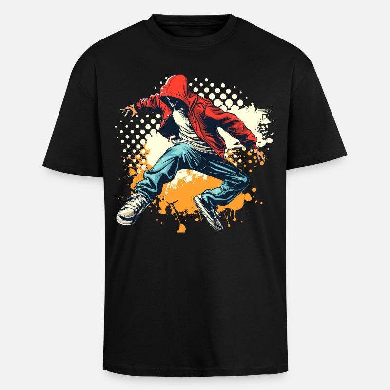 Breakdancer Grafik - Oversized Heavyweight Unisex T-Shirt - Schwarz