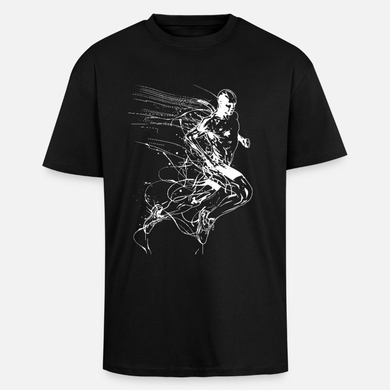 Jogger Line Art - Oversized Heavyweight Unisex T-Shirt - Schwarz