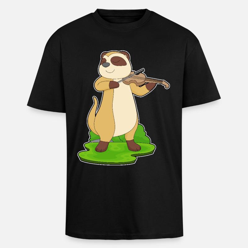 Suricate Musicien Violon - T-shirt unisexe oversize épais - noir