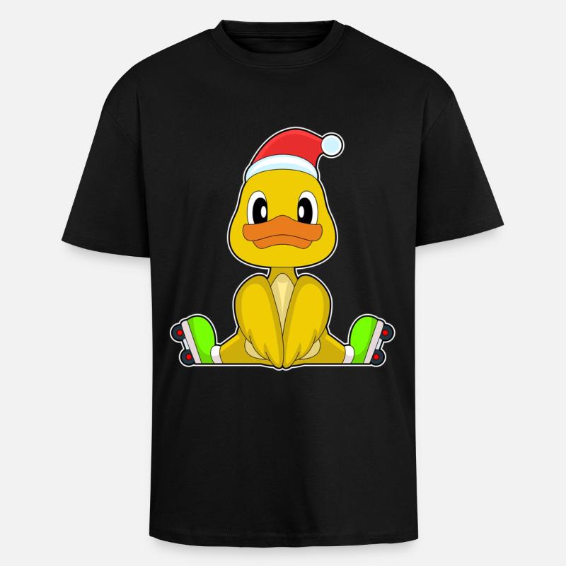 Duck Christmas Inline skating - Unisex Oversized Heavyweight T-shirt - black