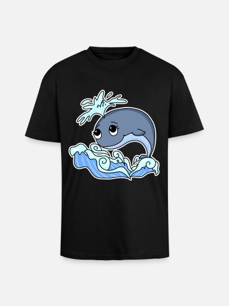 Whale Animal Ocean Graphic - Unisex Oversized Heavyweight T-shirt - black