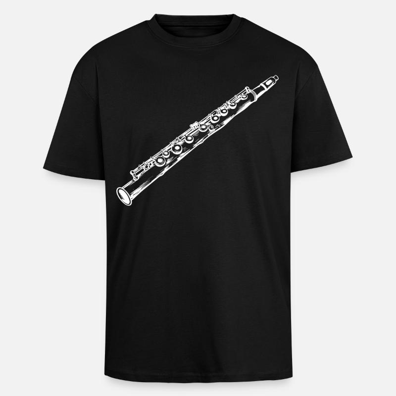 Dessin de flûte traversière - T-shirt unisexe oversize épais - noir