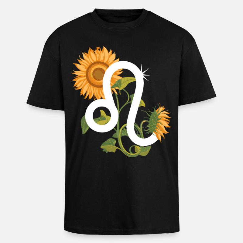 Löwe Sternzeichen - Sonnenblume Astrologie Geschenk - Oversized Heavyweight Unisex T-Shirt - Schwarz