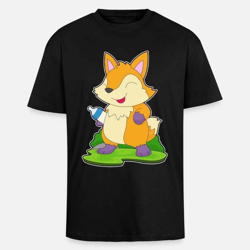 Fox Lait Biberon - T-shirt unisexe oversize épais - noir