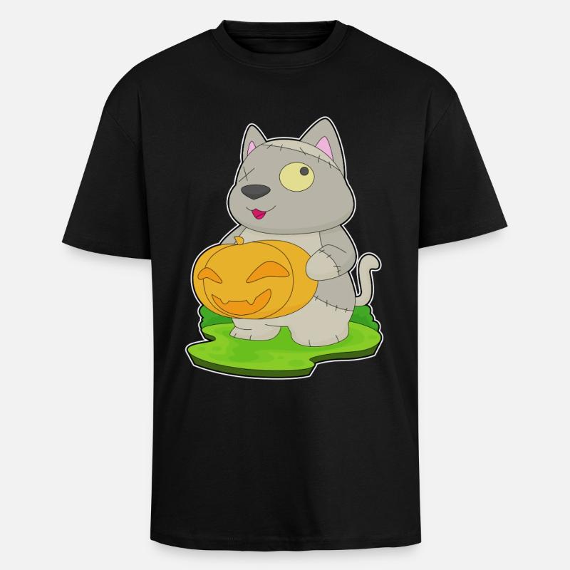 Chat Halloween Zombie - T-shirt unisexe oversize épais - noir