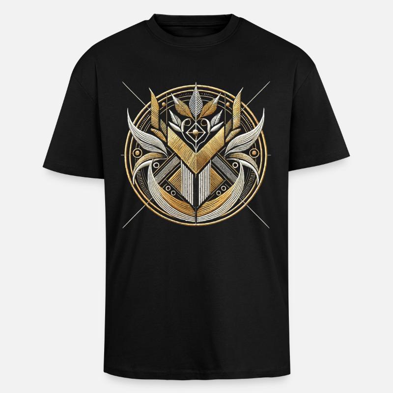 Geometrisches Stammesemblem-Design - Oversized Heavyweight Unisex T-Shirt - Schwarz