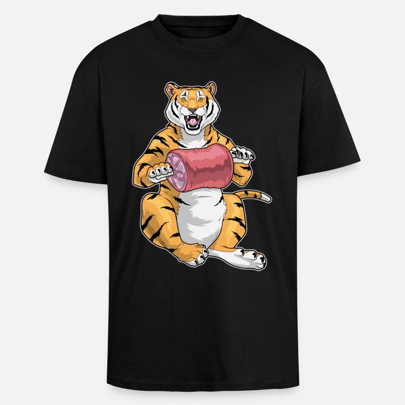 Tiger Fleisch - Oversized Heavyweight Unisex T-Shirt - Schwarz