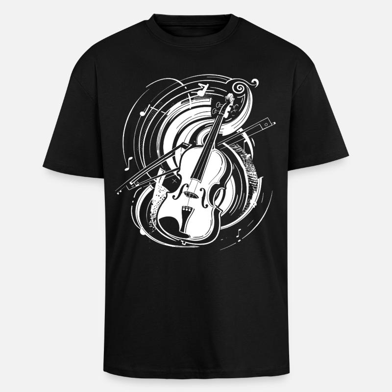 Dessin de violon - T-shirt unisexe oversize épais - noir