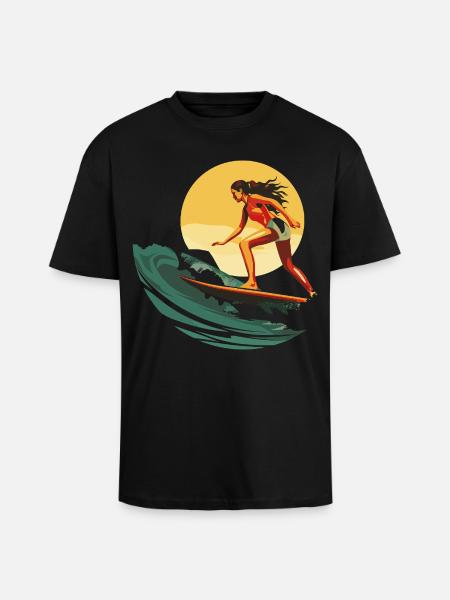 Surfeur - T-shirt unisexe oversize épais - noir