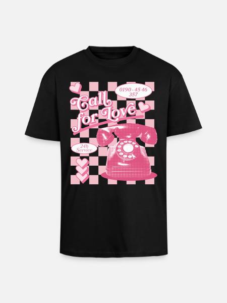 Call for Love Hotline Aesthetics - Unisex Oversized Heavyweight T-shirt - black