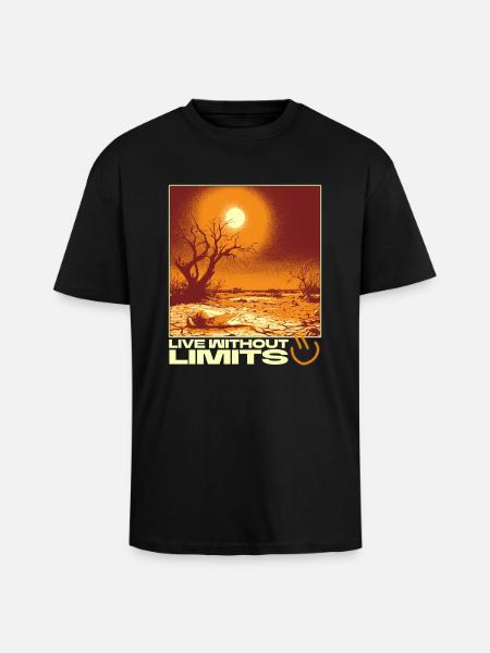 Live Without Limits – Surreal Desert Scene - Unisex Oversized Heavyweight T-shirt - black
