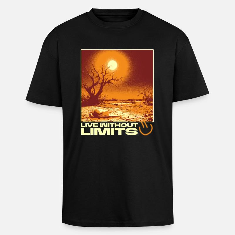 Live Without Limits – Surreal Desert Scene - Unisex Oversized Heavyweight T-shirt - black